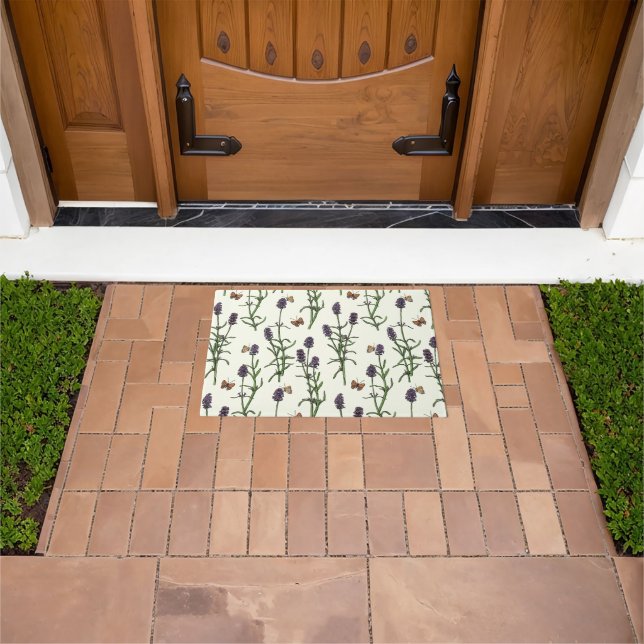Lavender and butterflies on off white doormat (Outdoor)