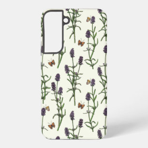 Lavender and butterflies on off white samsung galaxy case