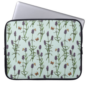 Lavender and butterflies on sea glass laptop sleeve