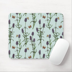 Lavender and butterflies on sea glass mouse pad