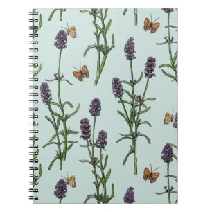 Lavender and butterflies on sea glass notebook