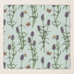 Lavender and butterflies on sea glass scarf<br><div class="desc">Hand-painted watercolor and ink pattern with lavender and butterflies</div>