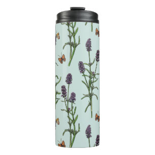 Lavender and butterflies on sea glass thermal tumbler