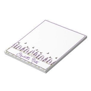 Lavender and butterflies personalised notepad