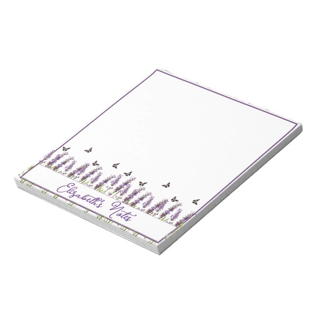 Lavender and butterflies personalised notepad (Rotated)