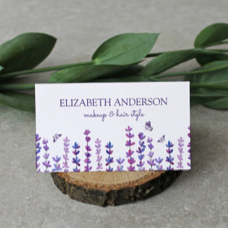Lavender and Butterfly Watercolor  Business Card