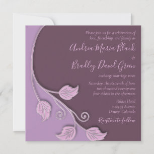 Lavender and Eggplant Purple Vine Wedding Invitation