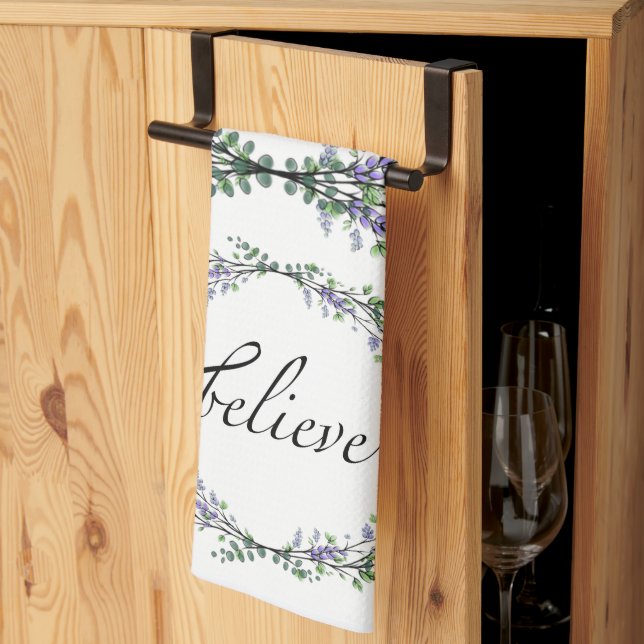 Lavender and Eucalyptus Believe Tea Towel (Thirds Fold)