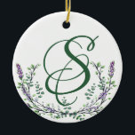 Lavender and Eucalyptus Ceramic Tree Decoration<br><div class="desc">An elegant and vintage design featuring eucalyptus and lavender painted in romantic watercolor. To get started changing the name, click on "Personalise this template" and edit the wording in the template boxes. To access the more advanced editing tools, scroll down to "Click to customise further". Once you are in Zazzle's...</div>