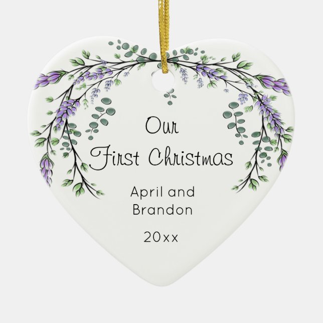Lavender and Eucalyptus | first Christmas  Ceramic Ceramic Tree Decoration (Front)