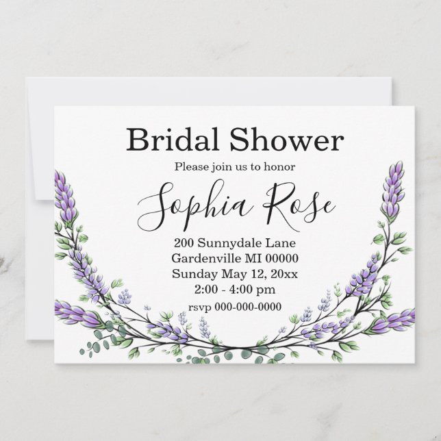 Lavender and Eucalyptus Invitation (Front)