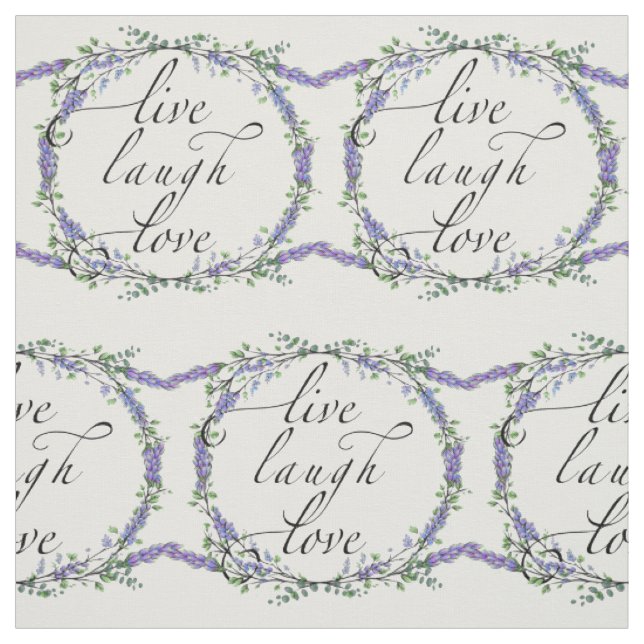 Lavender and Eucalyptus Live Laugh Love Fabric (Swatch)
