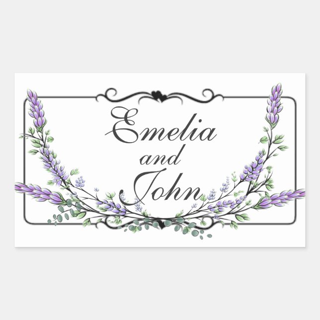 Lavender and Eucalyptus Rectangular Sticker (Front)