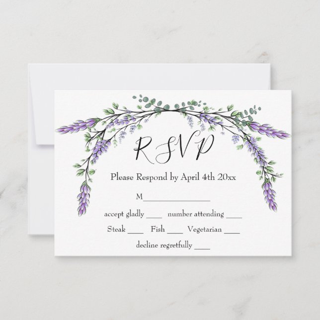 Lavender and Eucalyptus RSVP Card (Front)