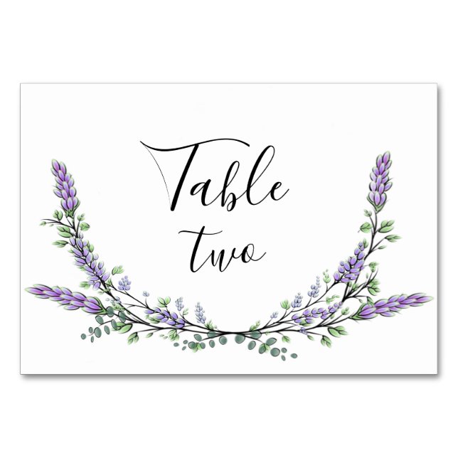 Lavender and Eucalyptus Table Number (Front)