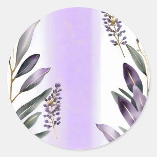 Lavender and Eucalyptus Watercolor Classic Round Sticker