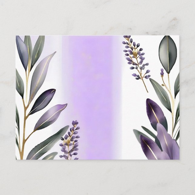 Lavender and Eucalyptus Watercolor Postcard (Front)