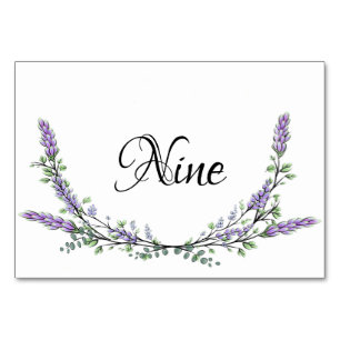 Lavender and Eucalyptus watercolor table nine Number