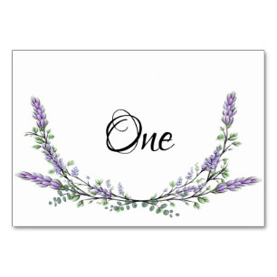 Lavender and Eucalyptus watercolor table one Table Number