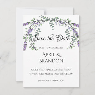 Lavender and Eucalyptus Wedding Save The Date