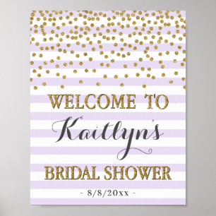 Lavender and Gold Bridal Shower Welcome Sign Decor