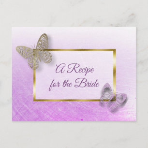 Lavender and Gold Butterfly wedding Recipe Card