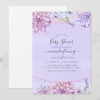 Lavender and Gold Floral Geometric Baby Shower