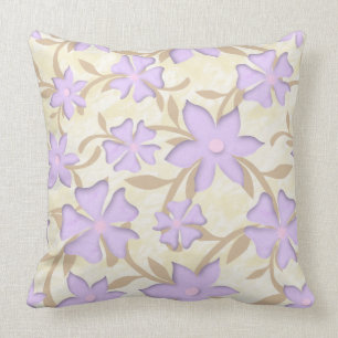 Lavender and Gold Flower Pattern Cushion