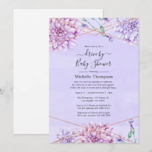 Lavender and Gold Geometric Drive By Shower Invitation