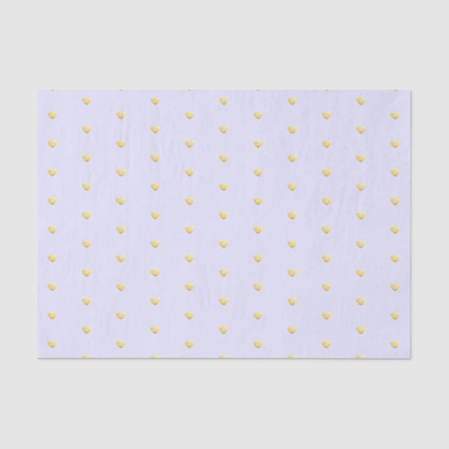 Lavender and Gold Hearts Faux Foil Pattern Tissue Paper (Front)
