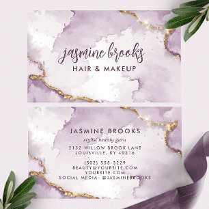Lavender and Gold Marble Watercolor Business Card