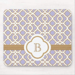 Lavender and Gold Moroccan Monogrammed Mouse Pad