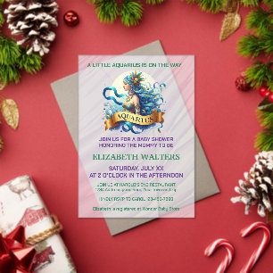 Lavender and Green Aquarius Zodiac Baby Shower Acrylic Invitations