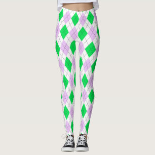 Lavender And Green Argyle Leggings