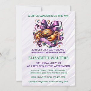 Lavender and Green Cancer Zodiac Baby Shower Invitation