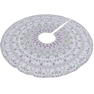 Lavender and Green Mandala Pattern Design Brushed Polyester Tree Skirt