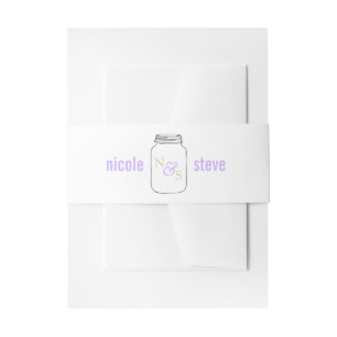 Lavender and Green Mason Jar Monogram Wedding Invitation Belly Band