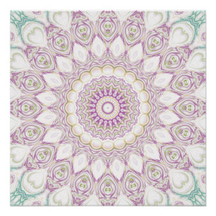 Lavender and Green Pastel Mandala Pattern Design Poster