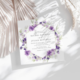 lavender and greenery watercolor floral wedding invitation