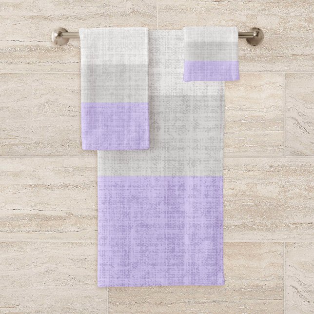Lavender and Grey Crosshatch Pattern, Bath Towel Set (Creator Uploaded)