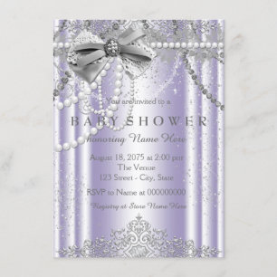 Lavender and Grey Girly Baby Shower Invitation