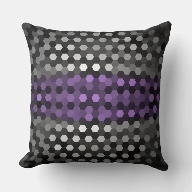 Lavender and Grey Hexagons Pattern Cushion (Front)