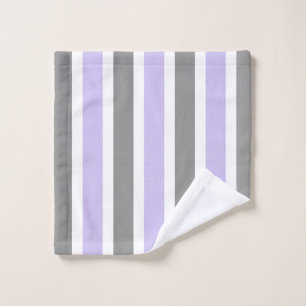 Lavender and Grey Stripe Bath Towel Set