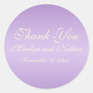 Lavender and Ivory 1.5" Round Thank You Sticker