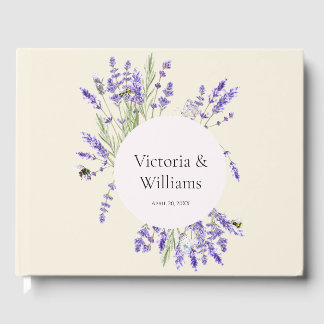 Lavender and Ivory Regency Round Frame Guest Book
