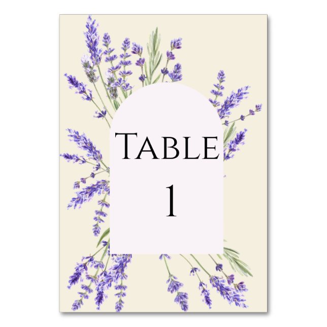 Lavender and Ivory Regency Table Number (Front)