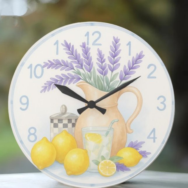 Lavender and lemon floral kitchen farmhouse large clock (Creator Uploaded)