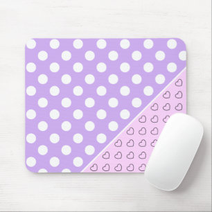 Lavender And Light Pink Stylish Dots And Hearts Mouse Pad