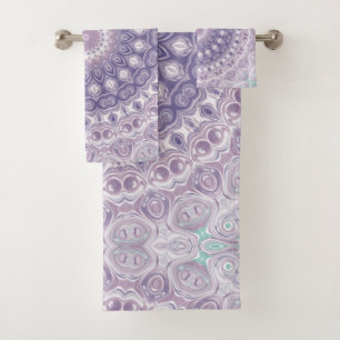 Lavender and Lilac Mandala Pattern Bath Towel Set