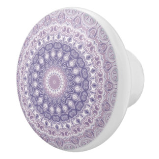 Lavender and Lilac Mandala Pattern Ceramic Knob